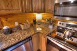 Granite countertops and stainless steel appliances